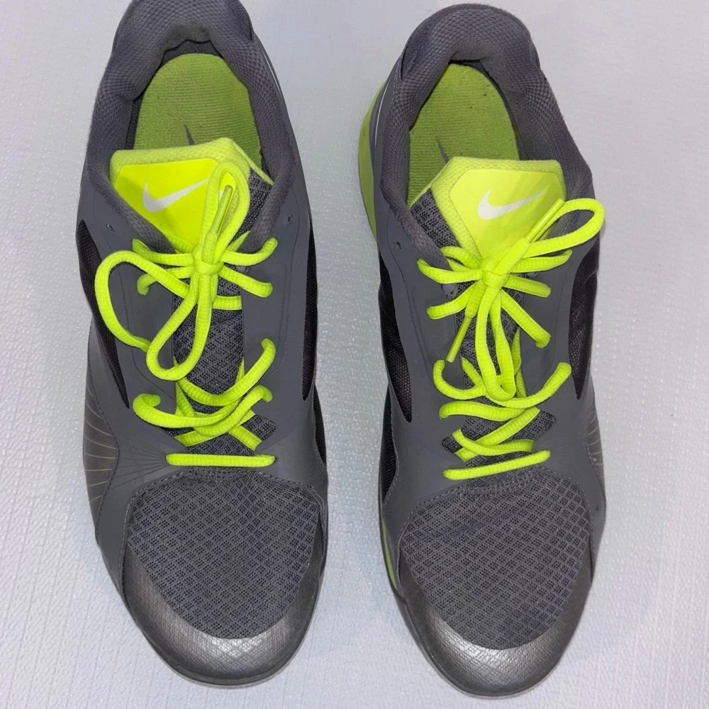 Nike Lunarlon Flywire‎ Running Shoes Gray Green Athletic Mens Size 11.5